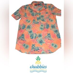 Men’s- Sz Sm- Chubbies- Floral Tiger Popover Shirt- EUC